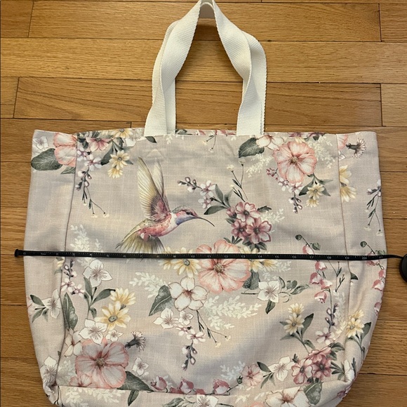 Floral Tote Bag with Embroidered Bird - Picture 8 of 8